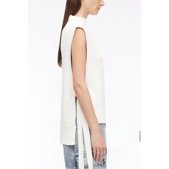 3.1 Phillip Lim Lace Up Cotton Ribbed Knit Vest M Minimalist Quiet Luxury Casual - Picture 2 of 15